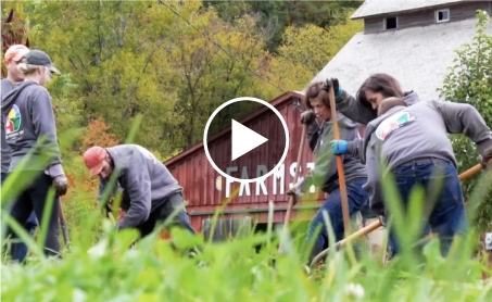 people working for a community project